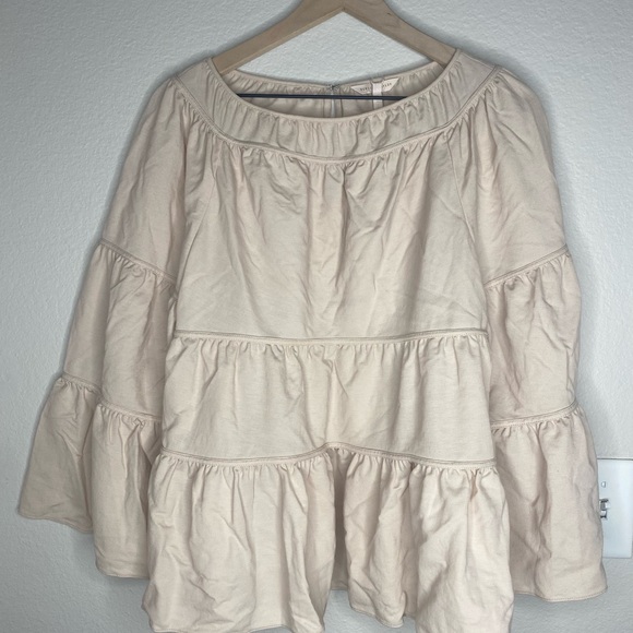 NEW Rebecca Taylor Pique Tiered Flowy Top in Marzapan / Cream / Medium - Picture 4 of 8